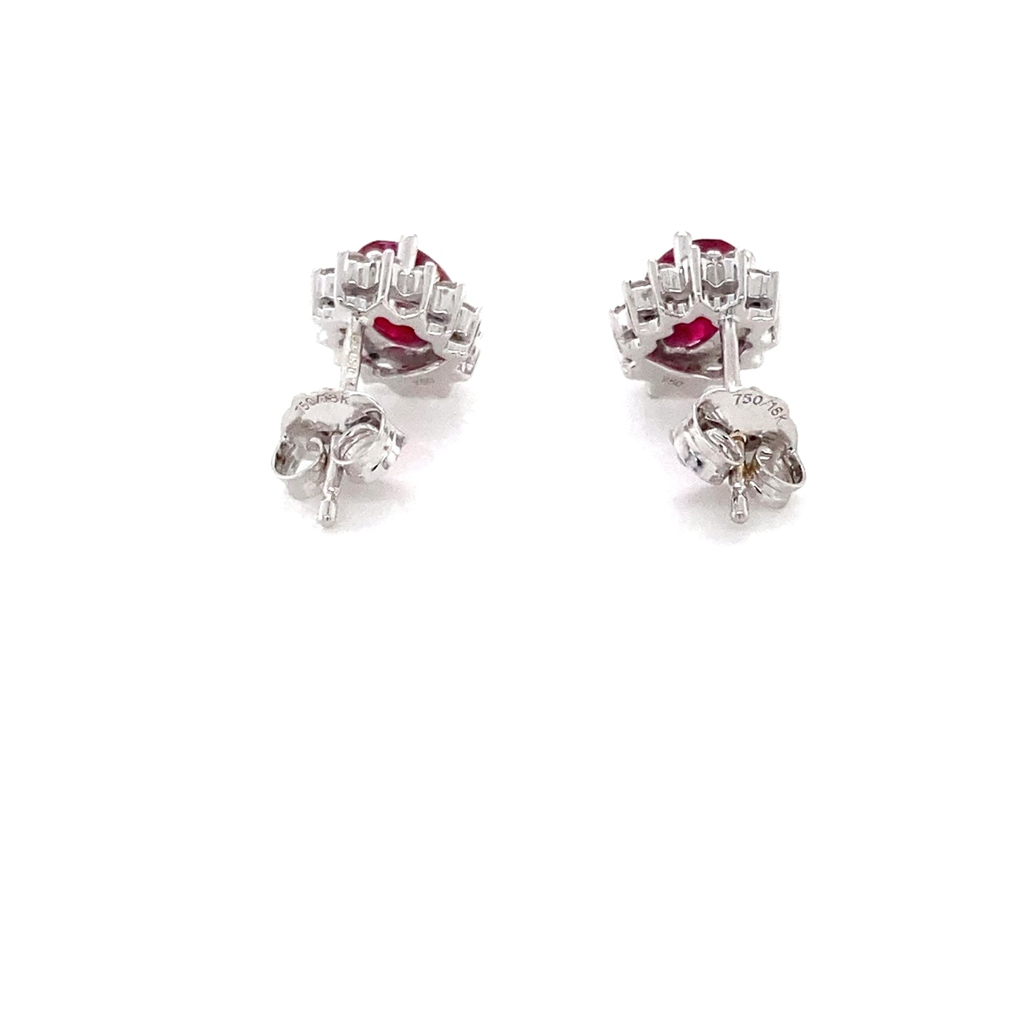 Ruby and Diamond Cluster Style Earrings  Gardiner Brothers   