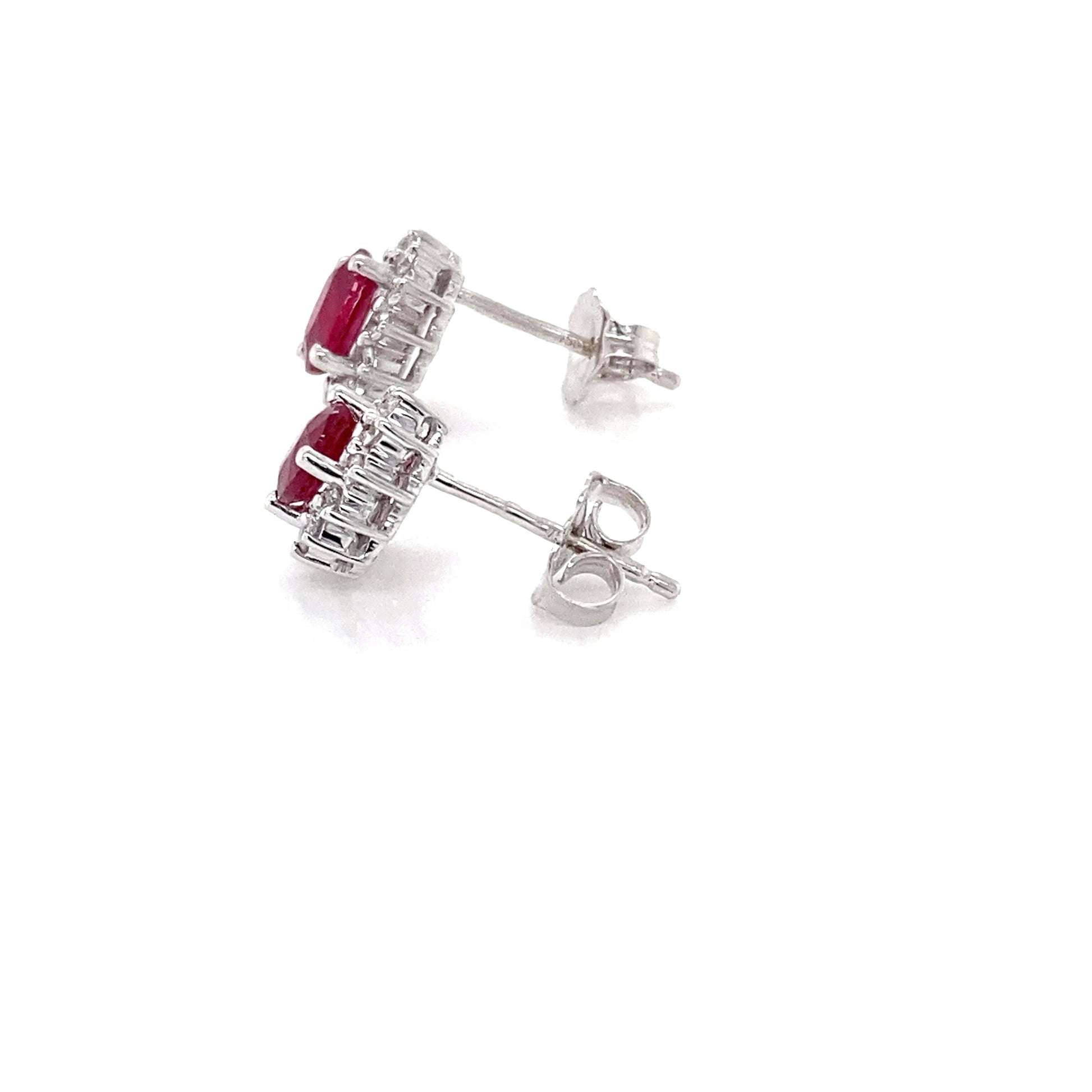 Ruby and Diamond Cluster Style Earrings  Gardiner Brothers   