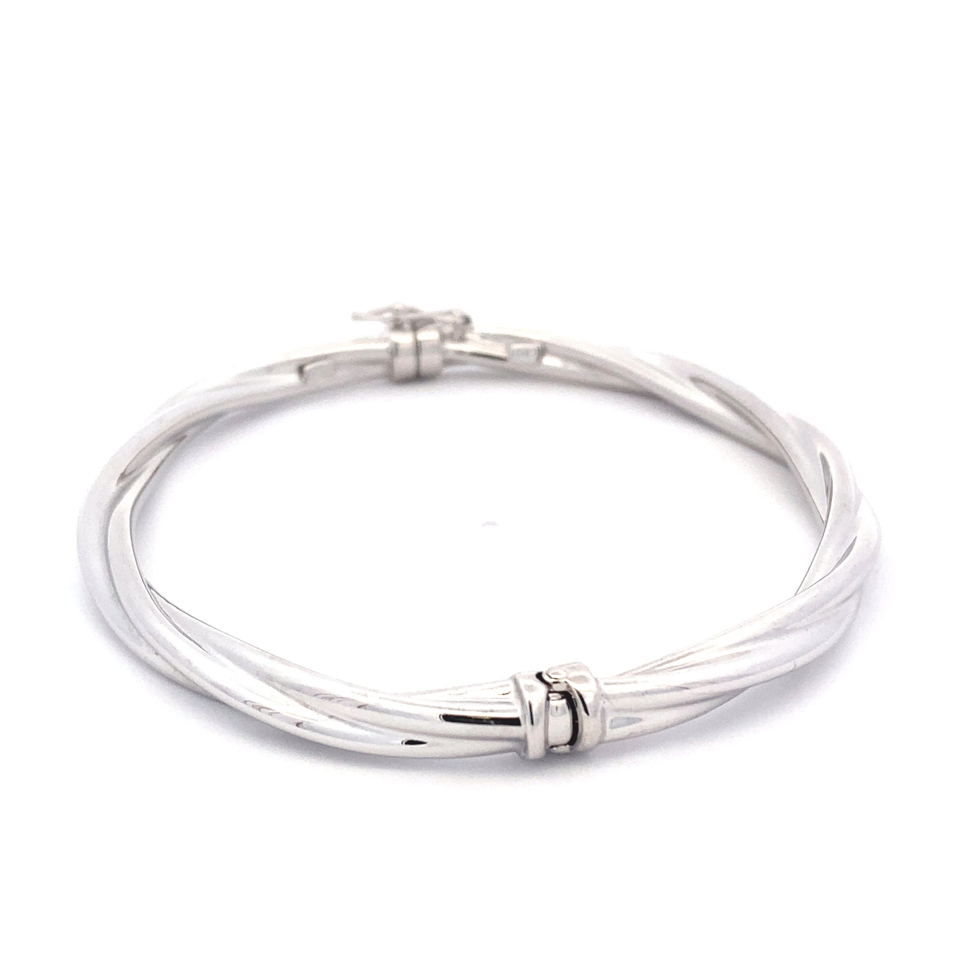 White Gold Twisted Bangle  Gardiner Brothers   