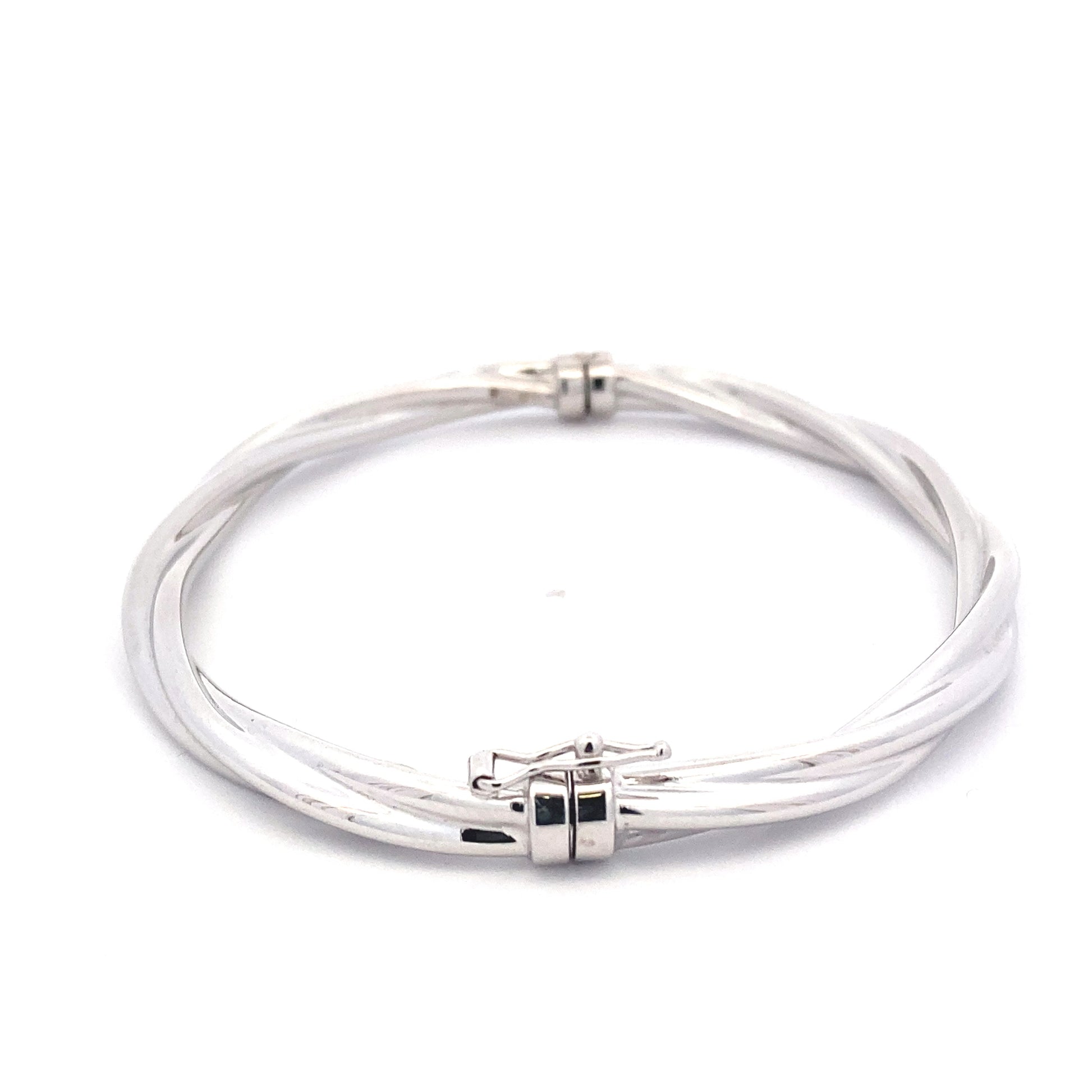 White Gold Twisted Bangle  Gardiner Brothers   