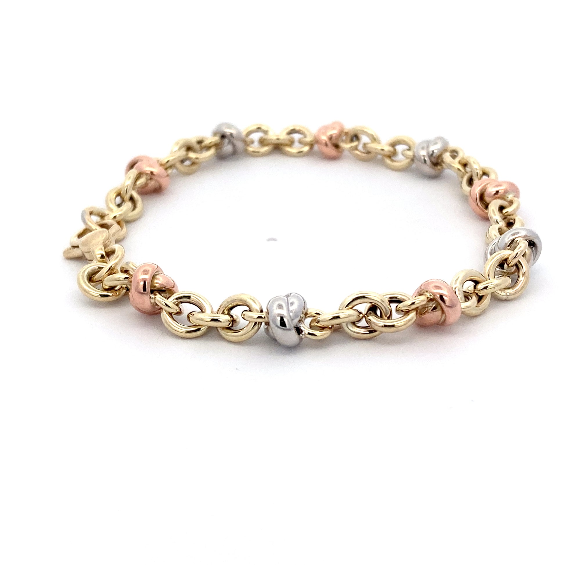 Yellow, Rose and White Gold Knot Style Bracelet  Gardiner Brothers   