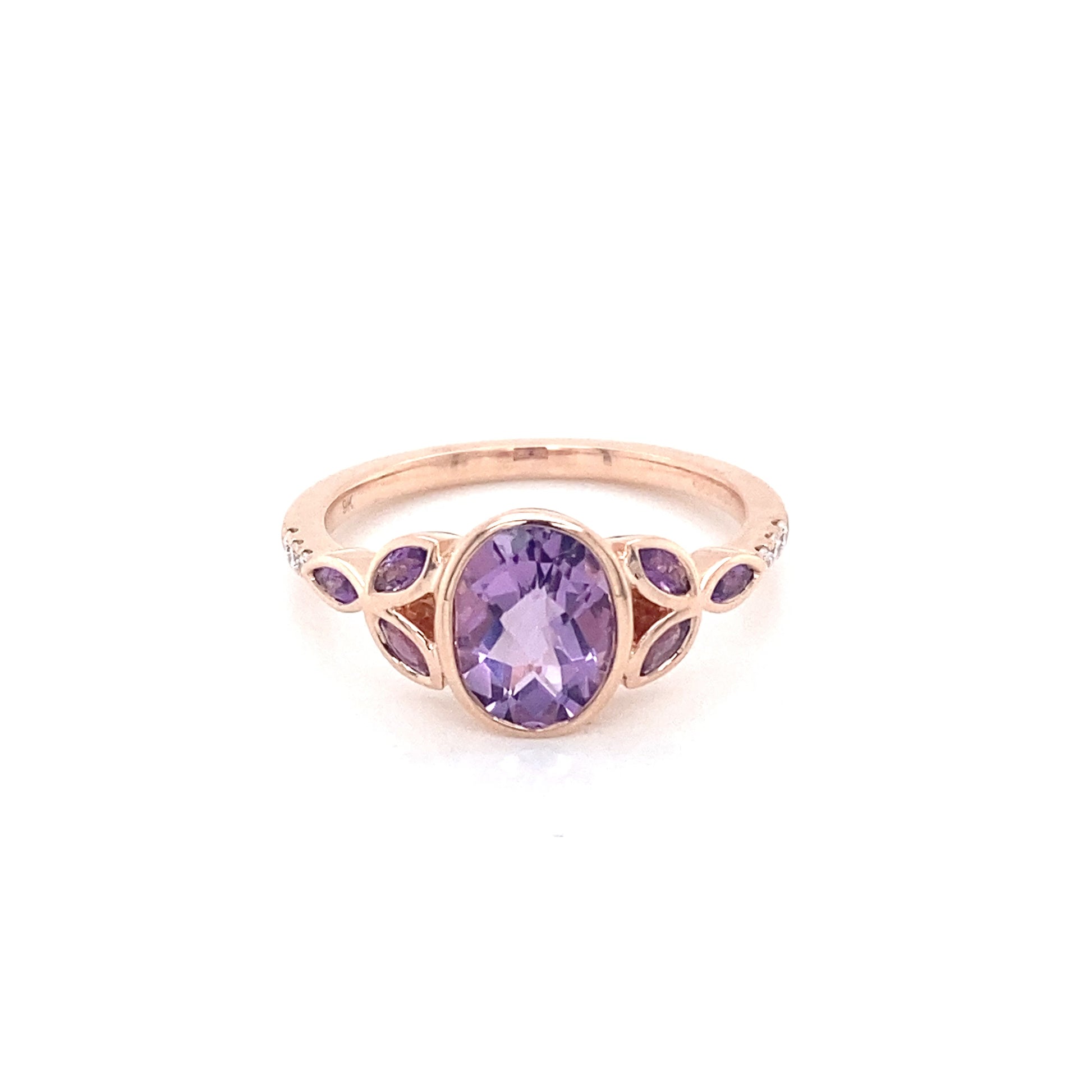 Amethyst Cluster and Diamond Vintage Style Dress Ring  Gardiner Brothers   