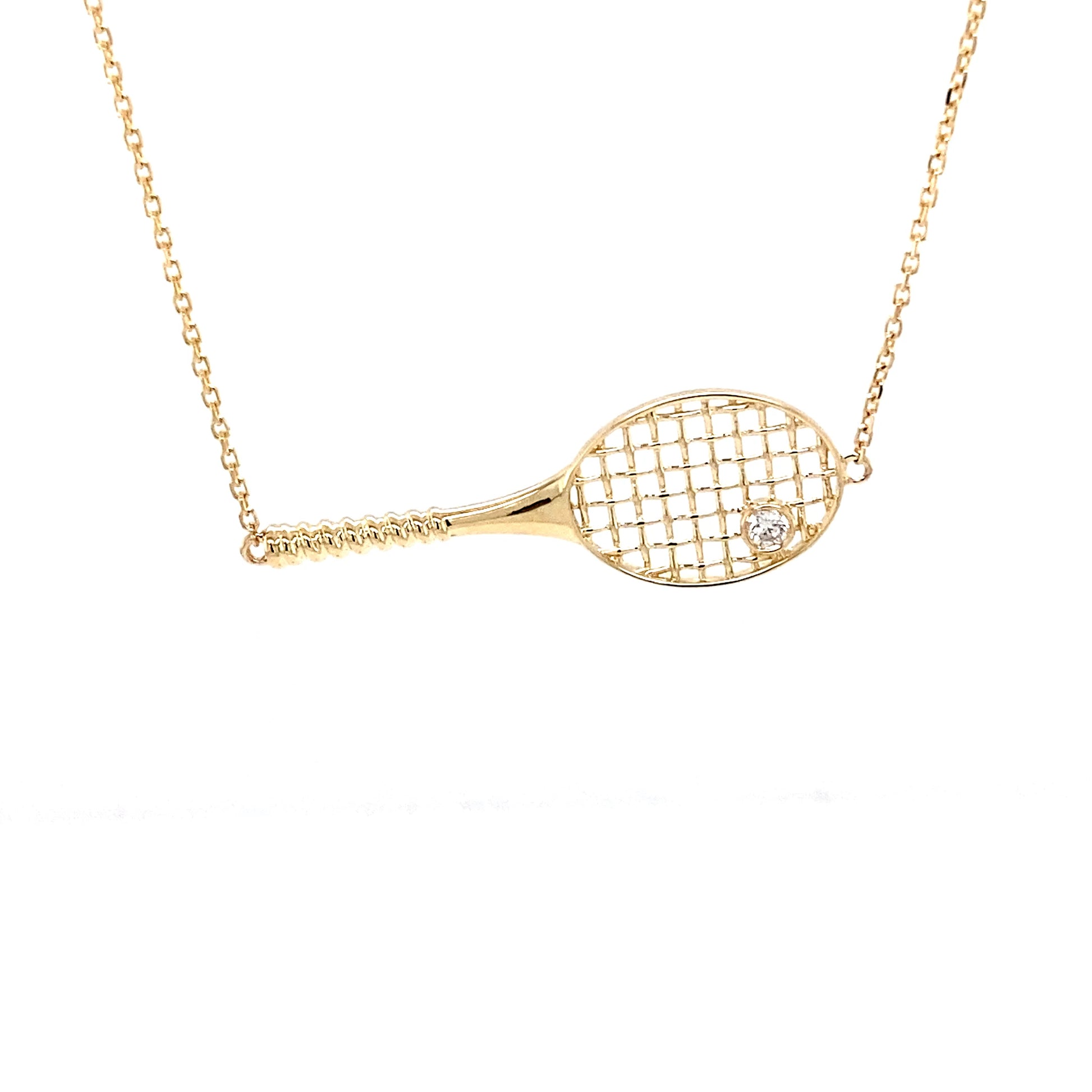 Yellow Gold Diamond Set Tennis Racket Necklet  Gardiner Brothers   