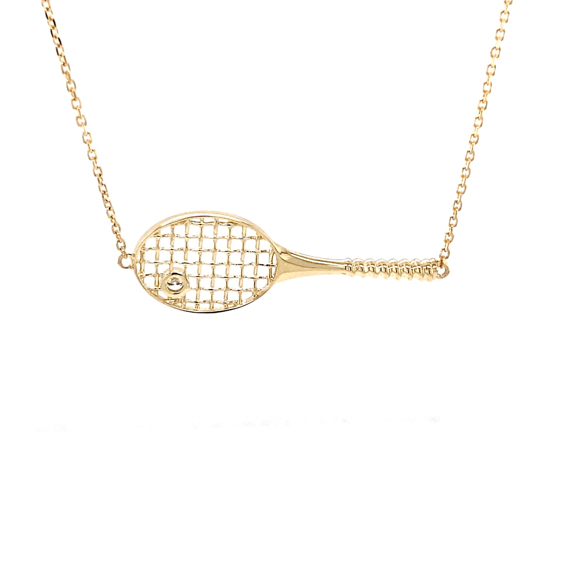 Yellow Gold Diamond Set Tennis Racket Necklet  Gardiner Brothers   