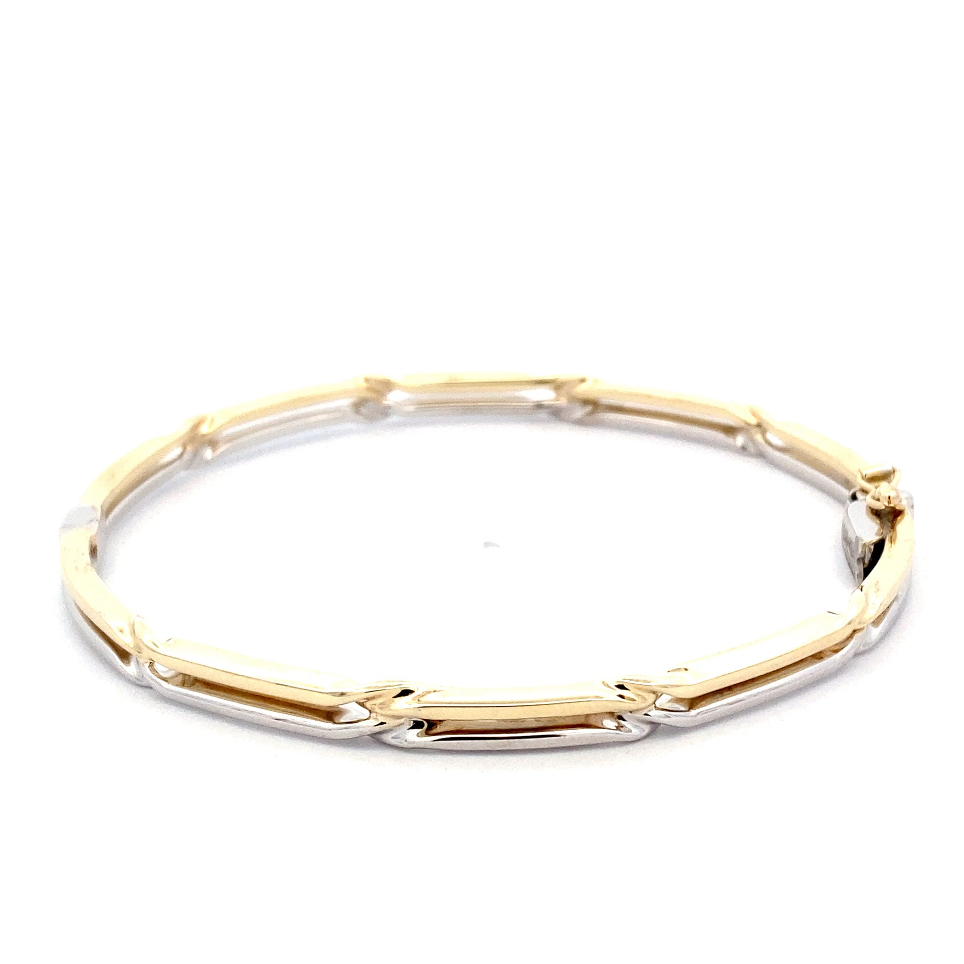 Yellow and White Gold Hinge Bangle with Twists  Gardiner Brothers   