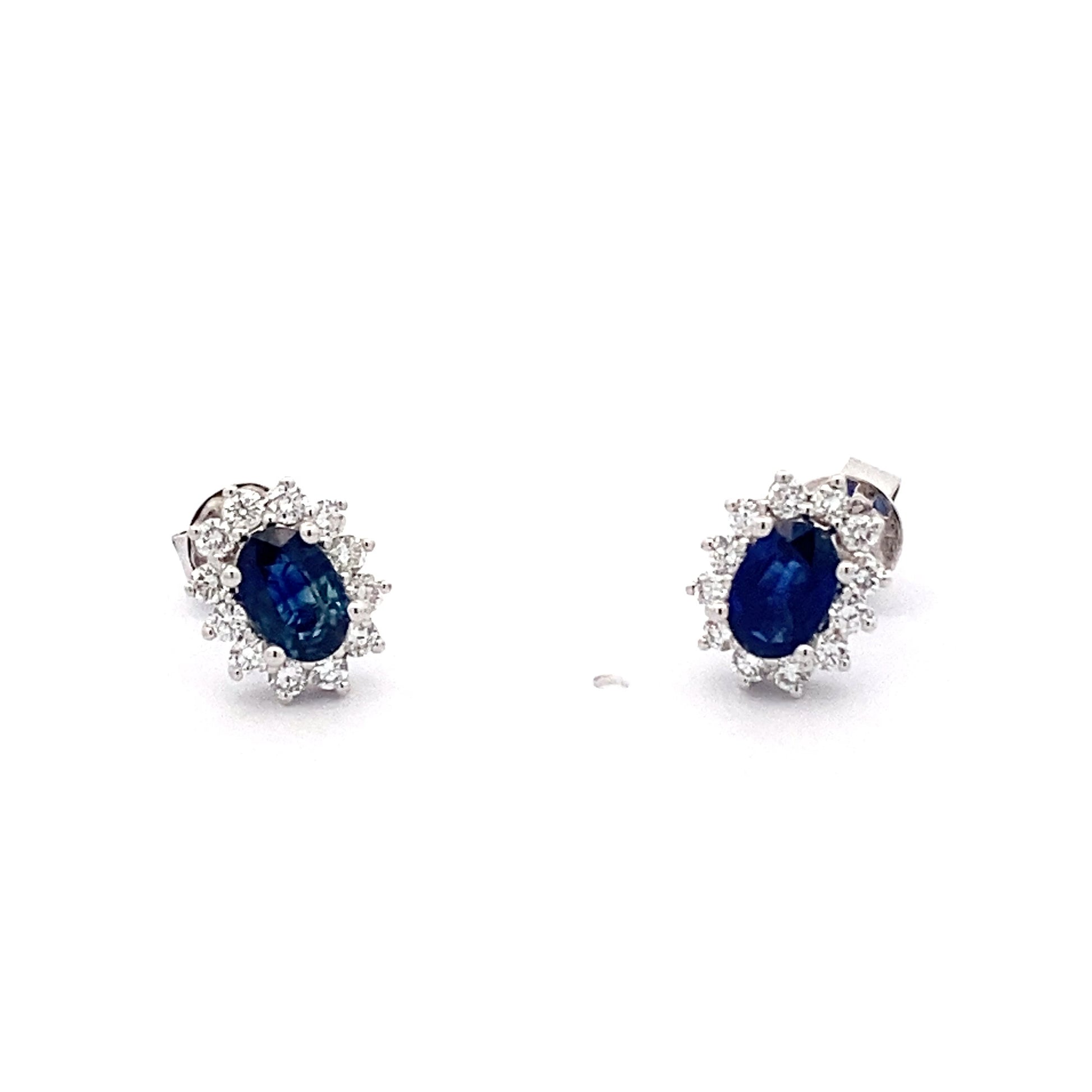 Sapphire and Round Brilliant Diamond Cluster Style Earrings  Gardiner Brothers   