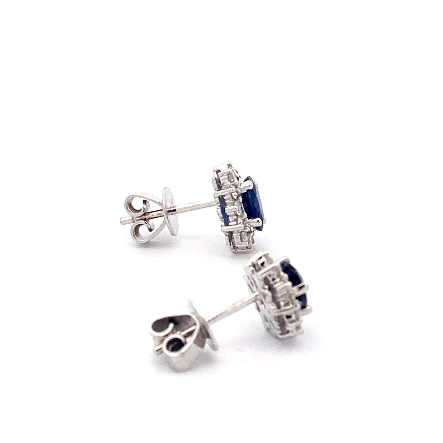 Sapphire and Round Brilliant Diamond Cluster Style Earrings  Gardiner Brothers   