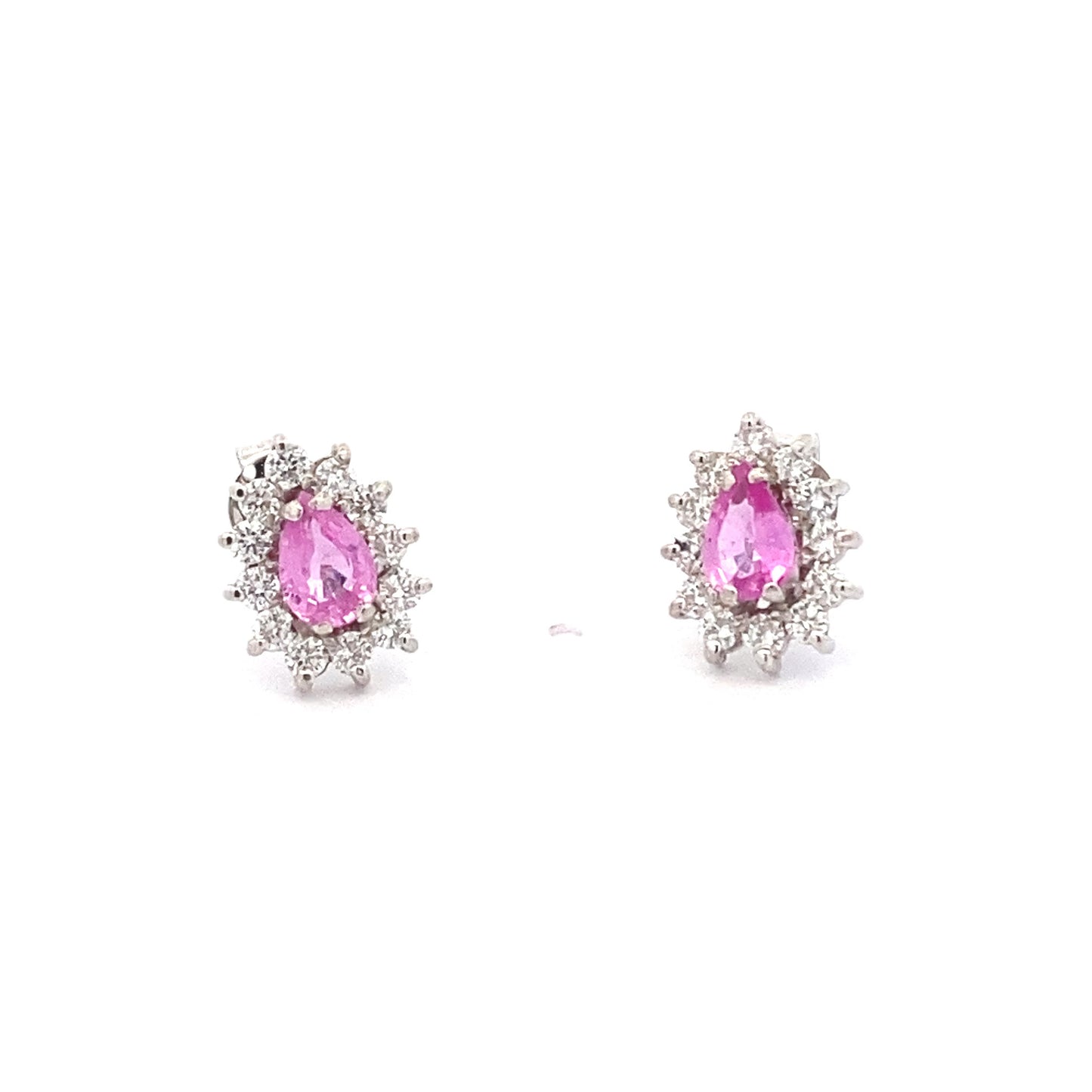 Pink Sapphire and Diamond Cluster Style Earrings  Gardiner Brothers   