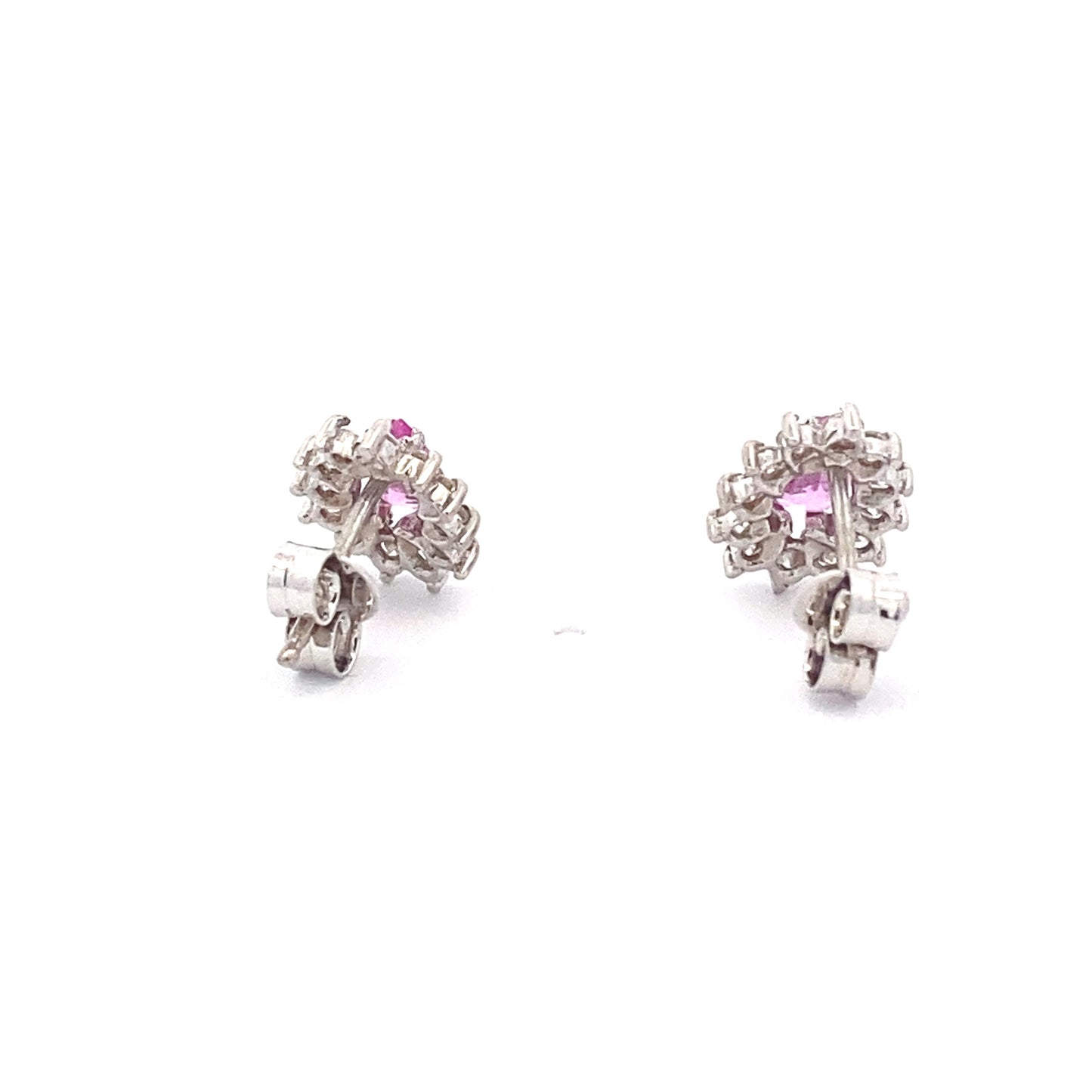 Pink Sapphire and Diamond Cluster Style Earrings  Gardiner Brothers   