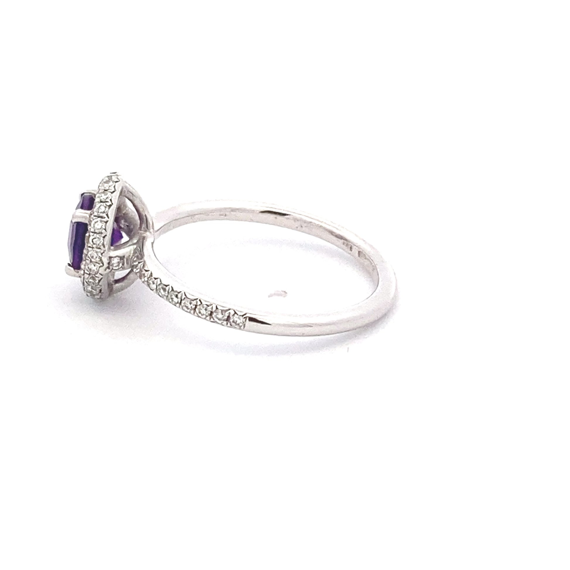 Amethyst and Diamond Halo Ring  Gardiner Brothers   