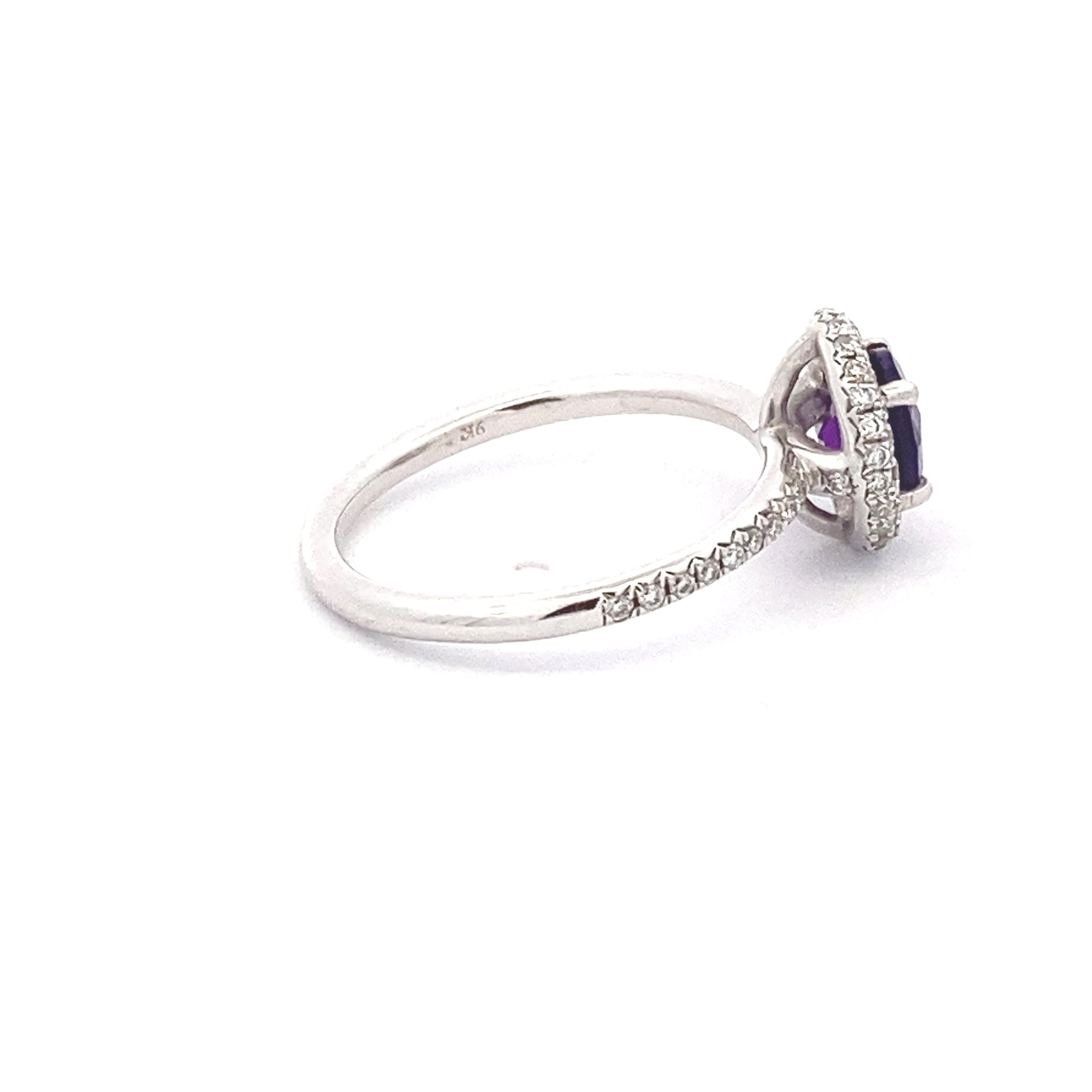 Amethyst and Diamond Halo Ring  Gardiner Brothers   