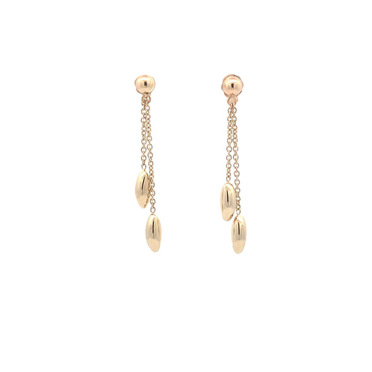 Yellow Gold Marquise Shaped Bead Drop Earrings  Gardiner Brothers   