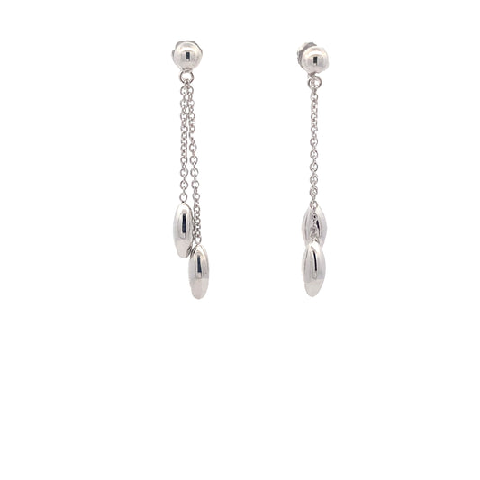 White Gold Marquise Shaped Bead Drop Earrings  Gardiner Brothers   