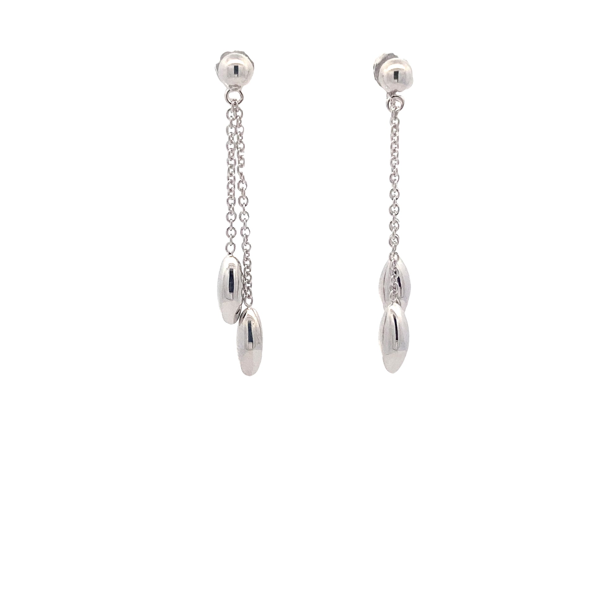 White Gold Marquise Shaped Bead Drop Earrings  Gardiner Brothers   