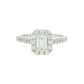 Platinum Emerald Cut Diamond Halo Style Ring - 0.94cts