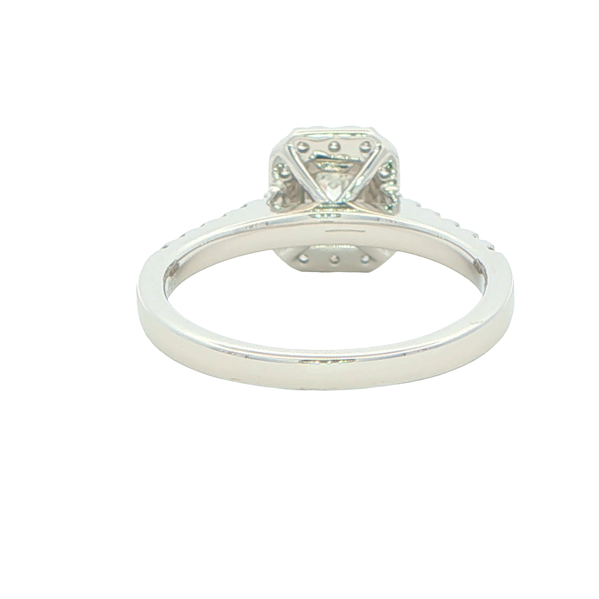Platinum Emerald Cut Diamond Halo Style Ring - 0.94cts