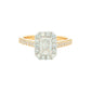 Yellow Gold Emerald cut diamond halo cluster style ring - 1.15cts