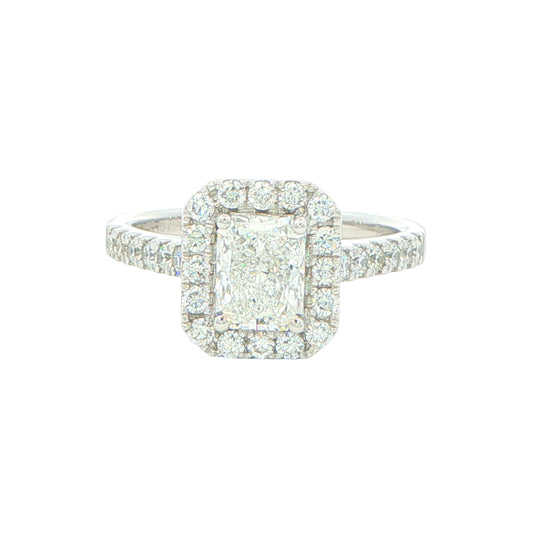 Platinum Radiant Cut Diamond Halo Cluster Style Ring - 1.50cts Gardiner Brothers
