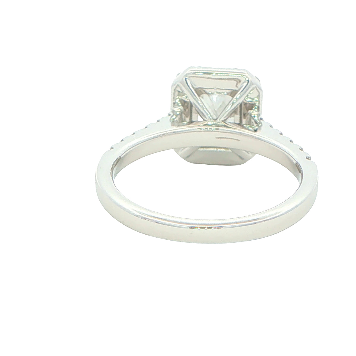 Platinum Radiant Cut Diamond Halo Cluster Style Ring - 1.50cts