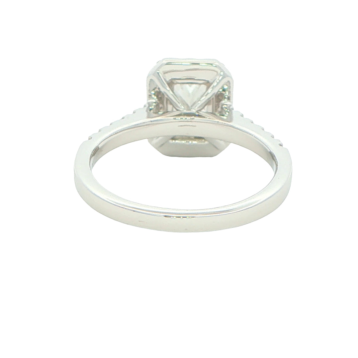 Platinum Radiant Cut Diamond Halo Cluster Style Ring - 1.72cts