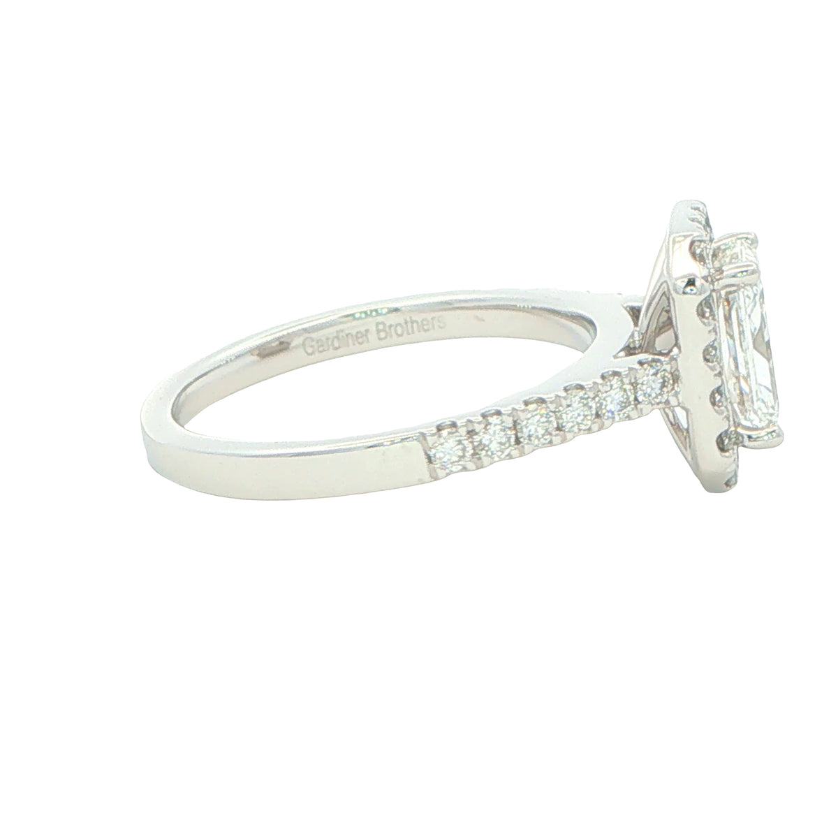 Platinum Radiant Cut Diamond Halo Cluster Style Ring - 1.72cts