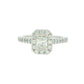 Platinum Radiant Cut Diamond Halo Cluster Style Ring - 0.94cts
