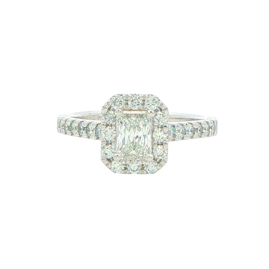 Platinum Radiant Cut Diamond Halo Cluster Style Ring - 0.94cts Gardiner Brothers