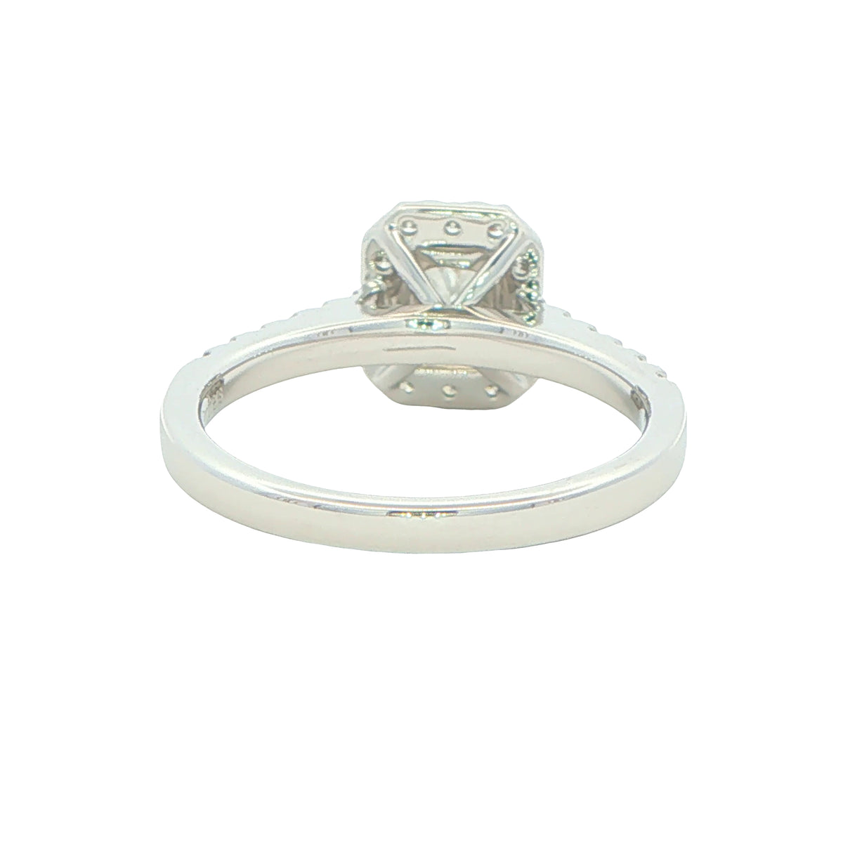 Platinum Radiant Cut Diamond Halo Cluster Style Ring - 0.94cts
