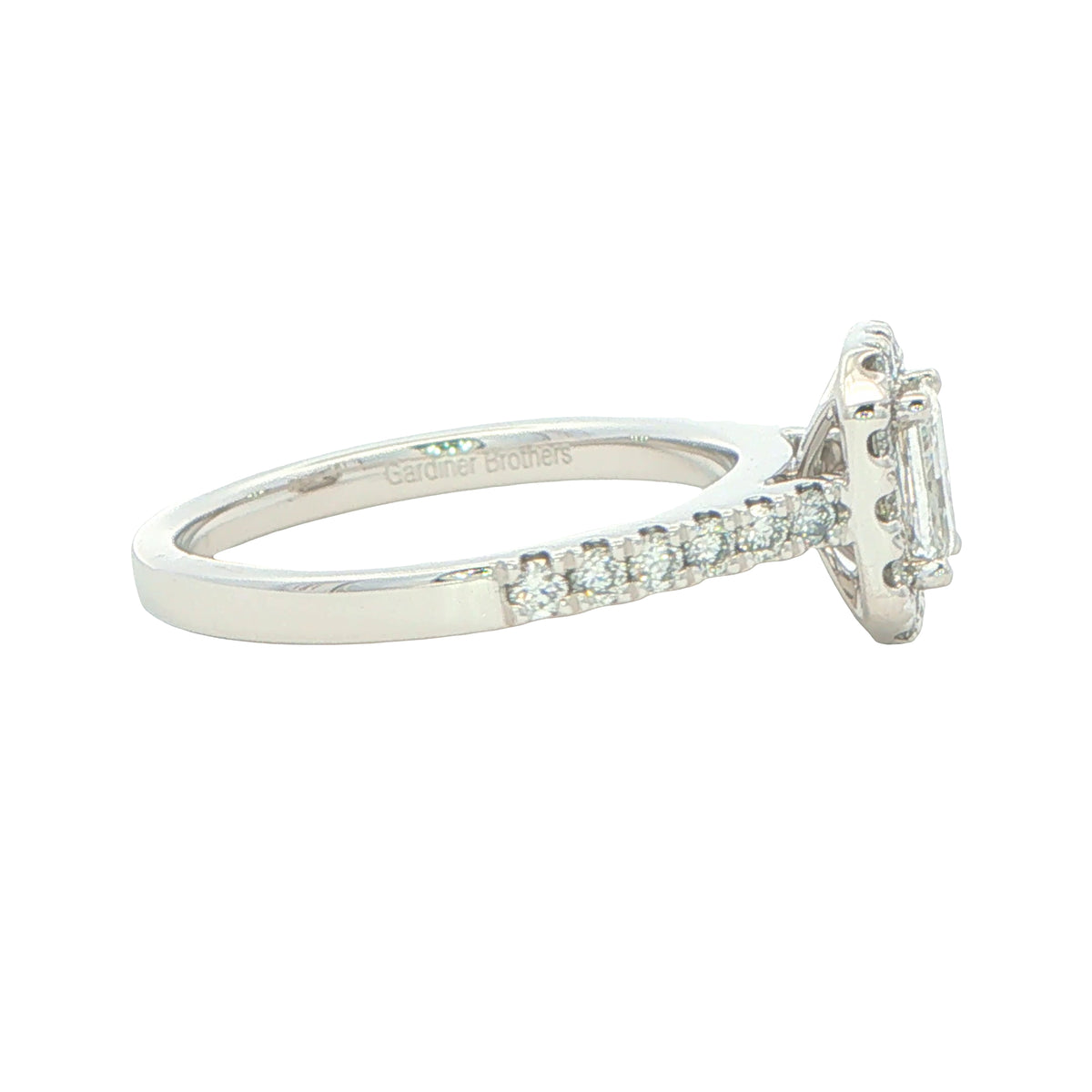 Platinum Radiant Cut Diamond Halo Cluster Style Ring - 0.94cts