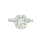 Platinum Radiant Cut Diamond Halo Cluster Style Ring - 1.17cts