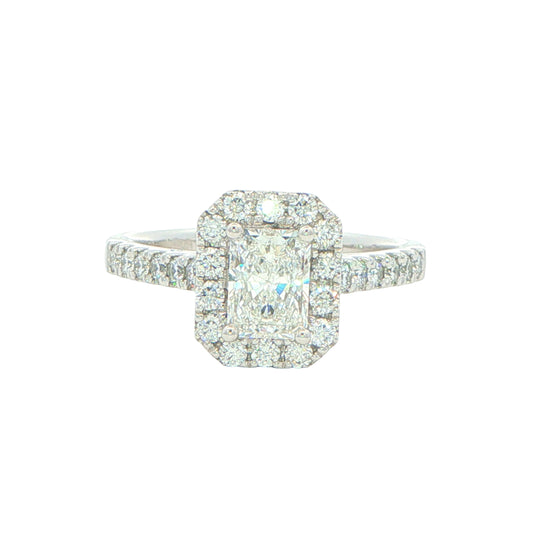Platinum Radiant Cut Diamond Halo Cluster Style Ring - 1.17cts Gardiner Brothers