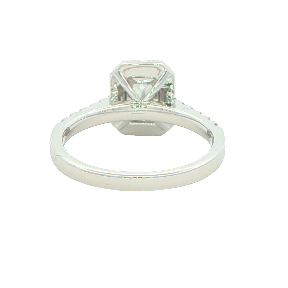 Platinum Radiant Cut Diamond Halo Cluster Style Ring - 1.17cts