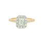 Yellow Gold Emerald cut diamond halo cluster style ring - 0.95cts