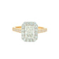 Yellow Gold Radiant cut diamond halo cluster style ring - 1.52cts