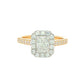 Yellow Gold Radiant cut diamond halo cluster style ring - 1.16cts