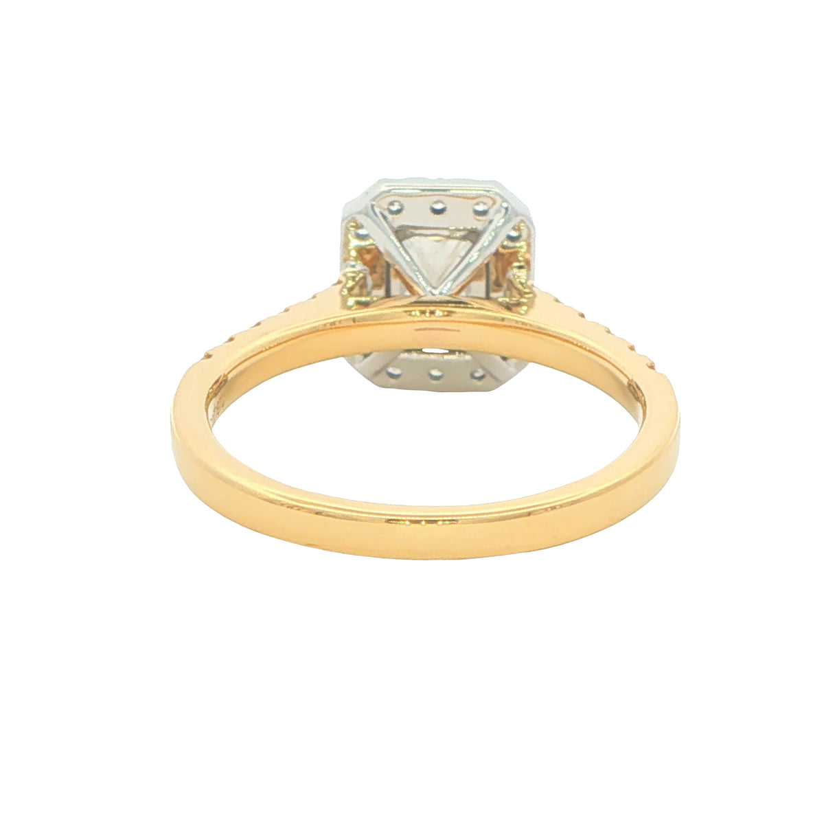 Yellow Gold Radiant cut diamond halo cluster style ring - 1.16cts