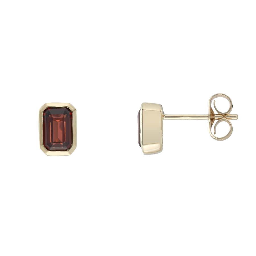 Octagonal Shaped Garnet Stud Earrings Gardiner Brothers