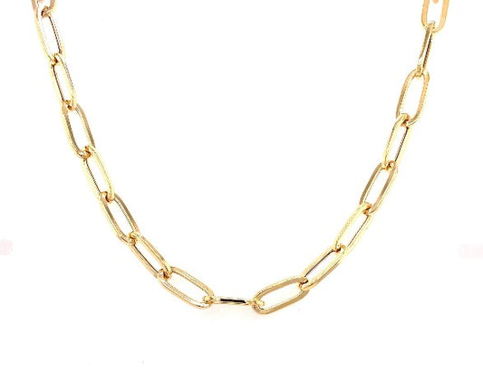 Yellow Gold Oblong Shaped Link Necklace  Gardiner Brothers   