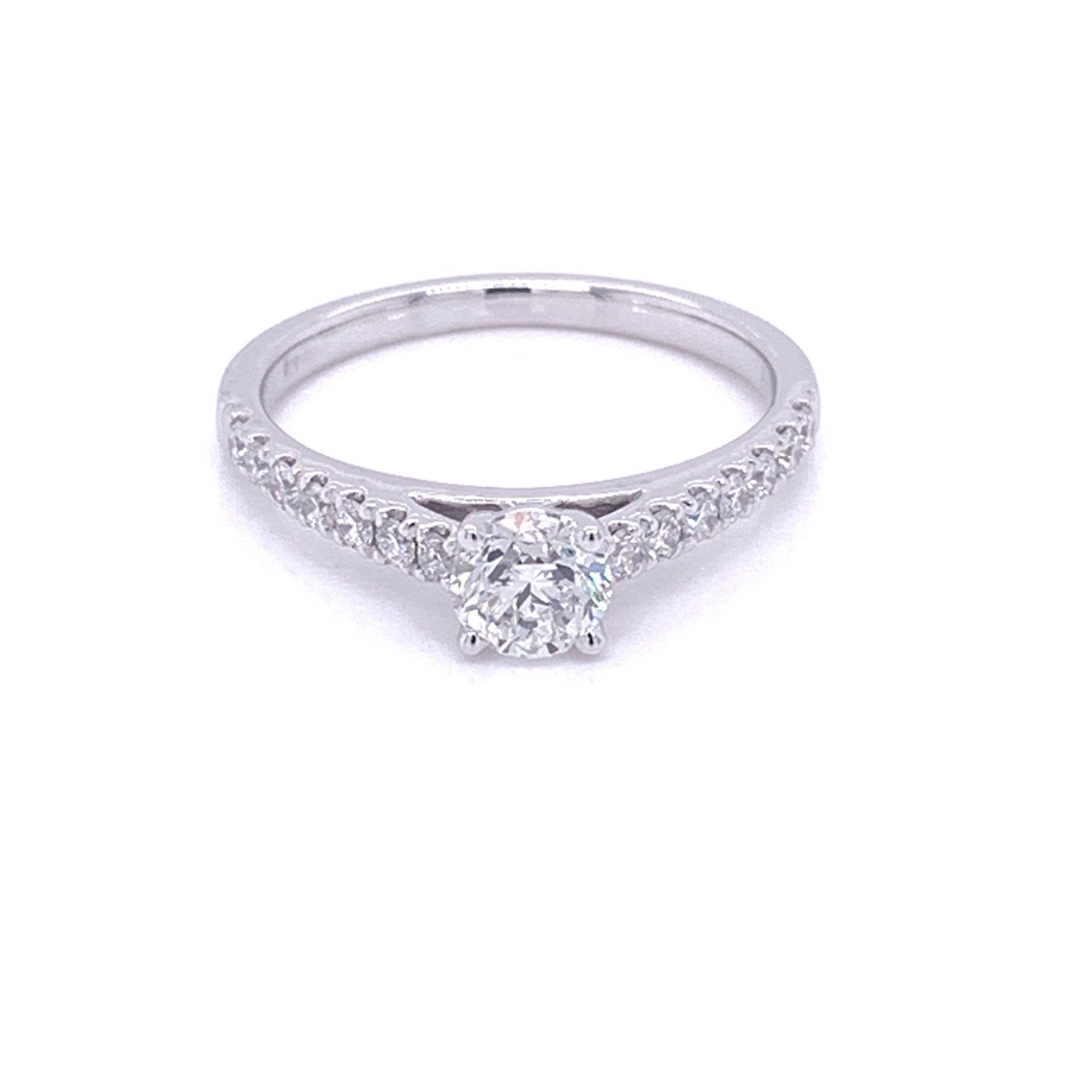 Round Brilliant Cut Diamond Solitaire With Diamond set Shoulders - 0.80cts  Gardiner Brothers   