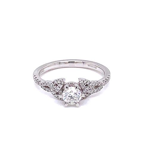 Diamond Solitaire Ring with Celtic Knot Diamond set Shoulders  gardiner-brothers   