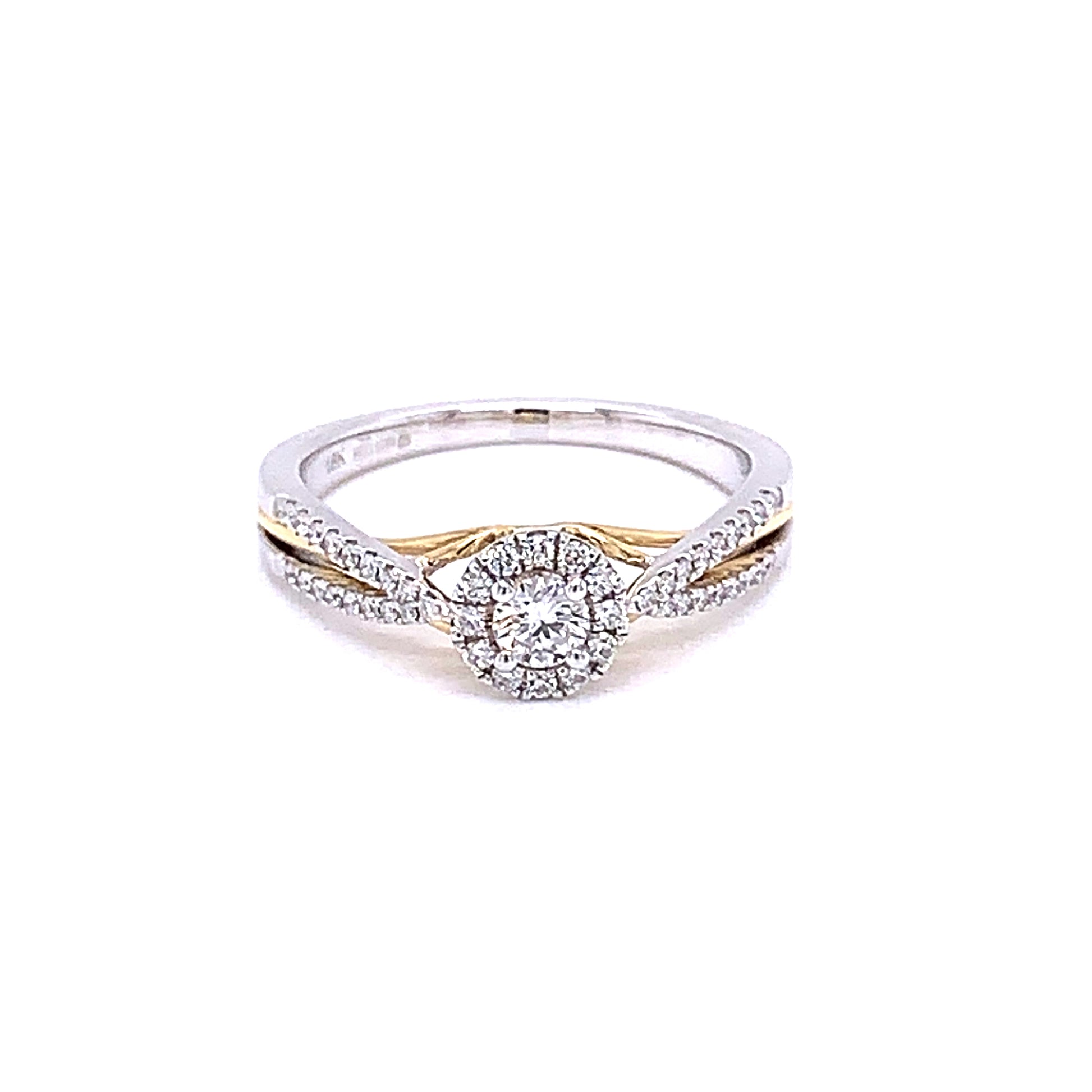 Round Brilliant Cut 2Tone Diamond Halo Ring  Gardiner Brothers   