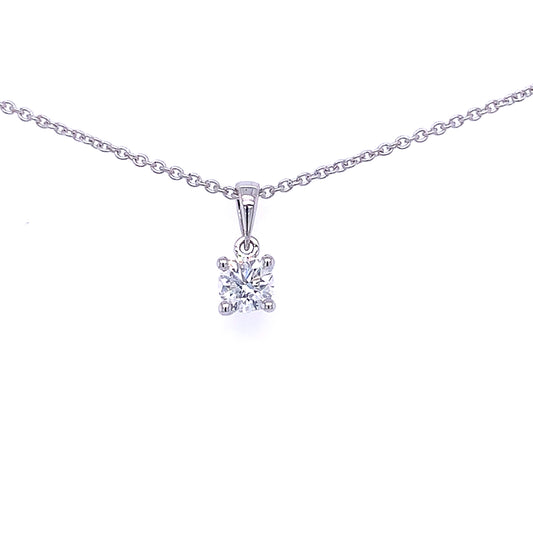 Round Brilliant Cut Diamond Solitaire Pendant - 0.40cts Gardiner Brothers