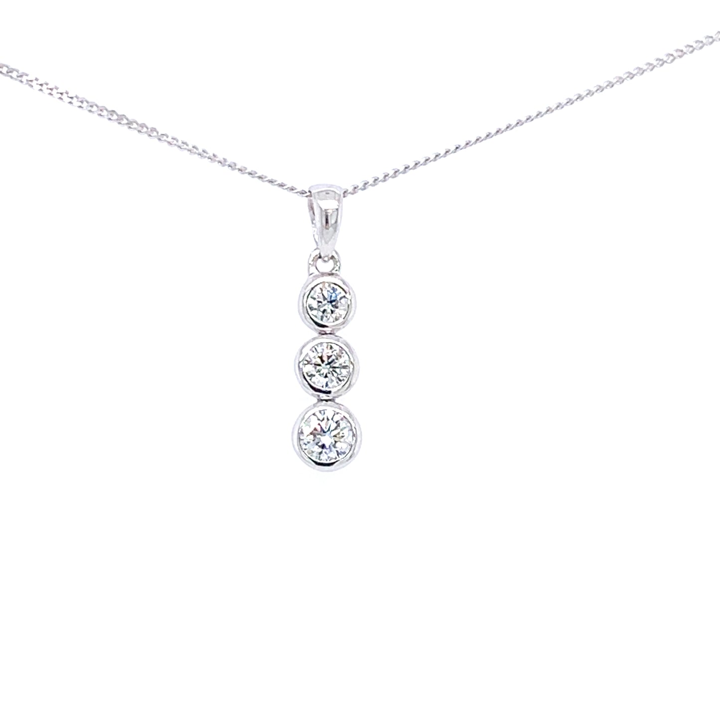 White gold 3 Diamond drop style Pendant  gardiner-brothers   