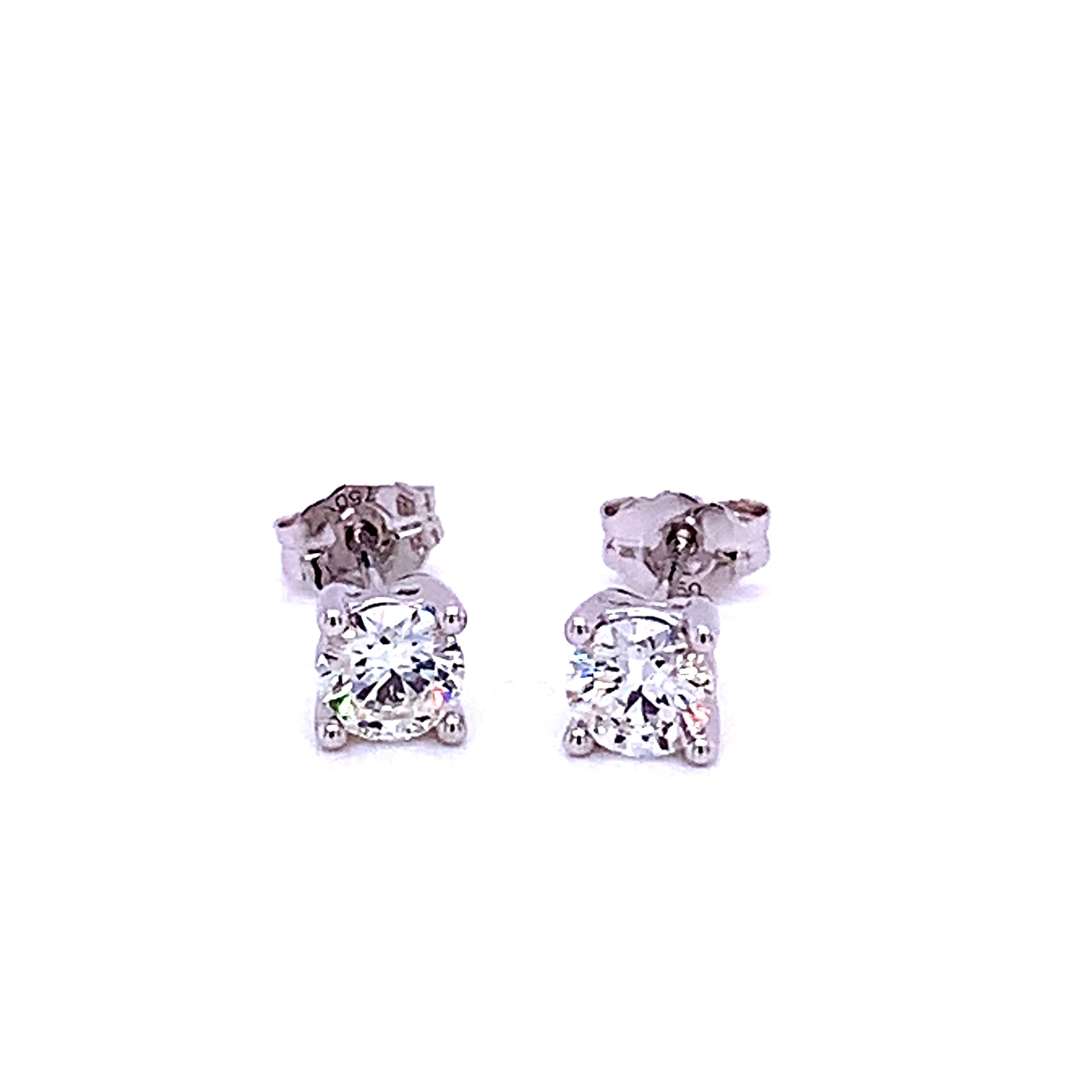 Round Brilliant Cut Diamond Solitaire Earrings - 0.70cts  Gardiner Brothers   