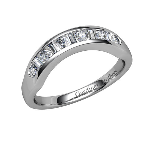 Round Brilliant and Baguette Cut Shaped Diamond Wedding Band  gardiner-brothers   