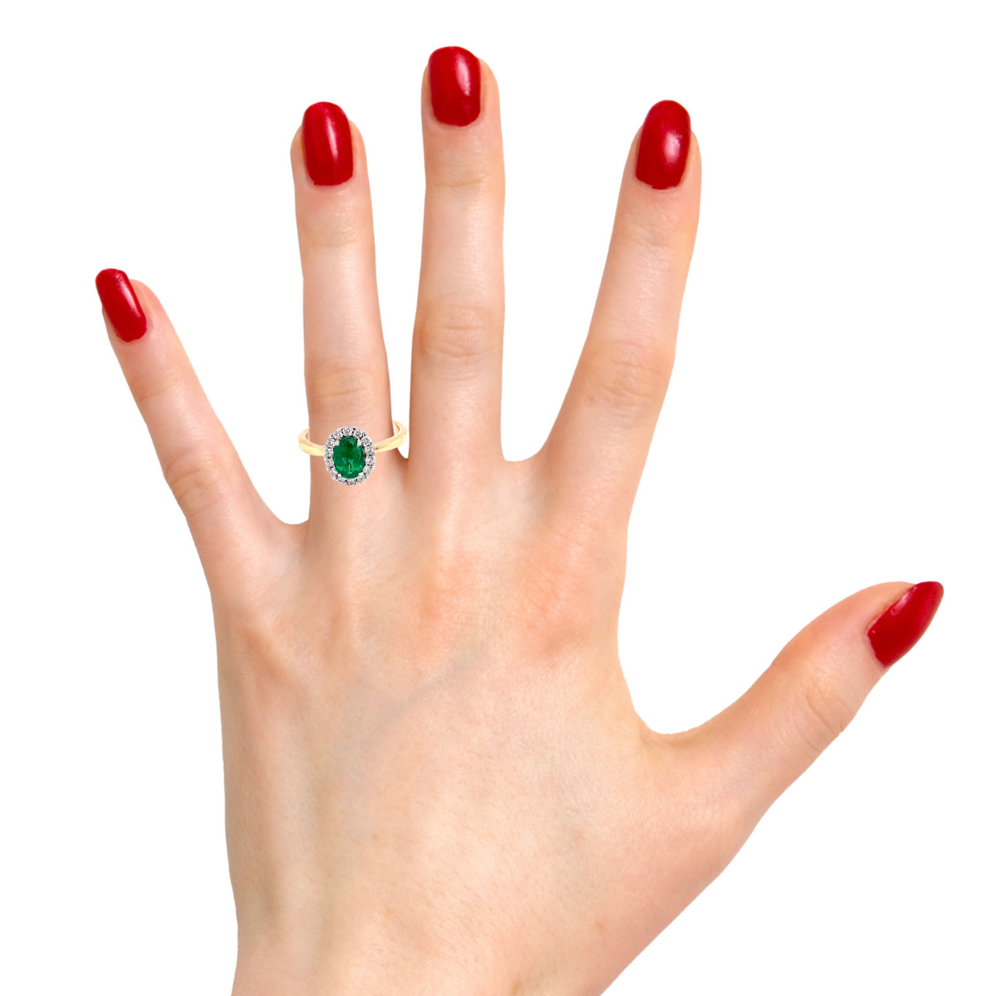 Emerald and Diamond Oval Shaped Halo Ring  Gardiner Brothers   