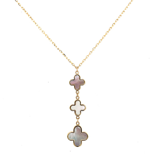 Yellow Gold Mother of Pearl Flower Pendant  Gardiner Brothers   