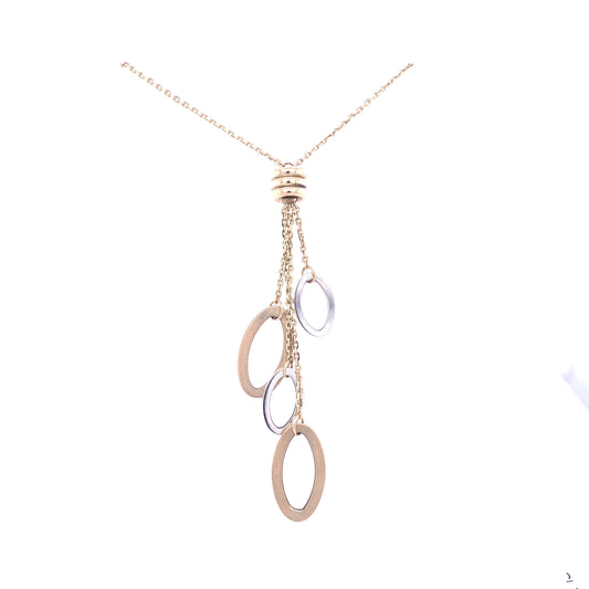 Gold Necklace With Drop 2 Tone Links  Gardiner Brothers   