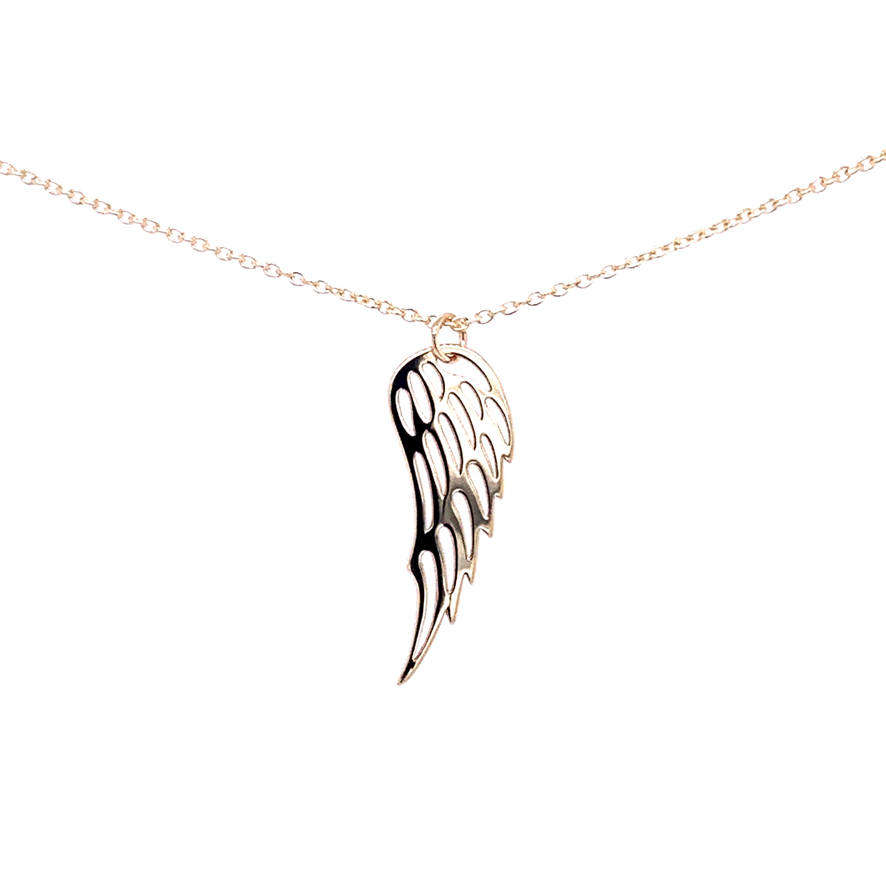 Yellow gold deals angel wing pendant