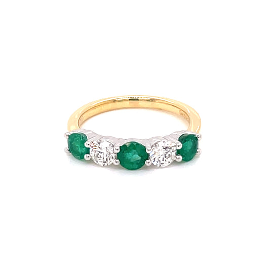 Emerald and Diamond 5 Stone Ring  Gardiner Brothers   